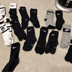 Nike Boys Black and Gray Socks LOT sz XS